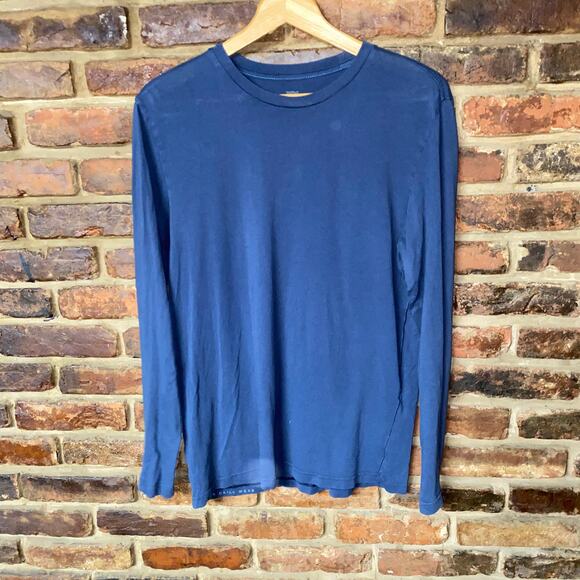 Mack Weldon True Navy Blue Long Sleeve Crew Neck Pima Tee Men's Size Medium - Picture 1 of 4